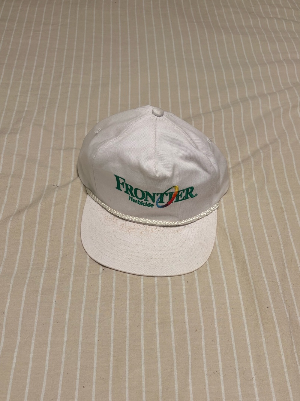 Frontier White Rope-Trim Baseball Cap